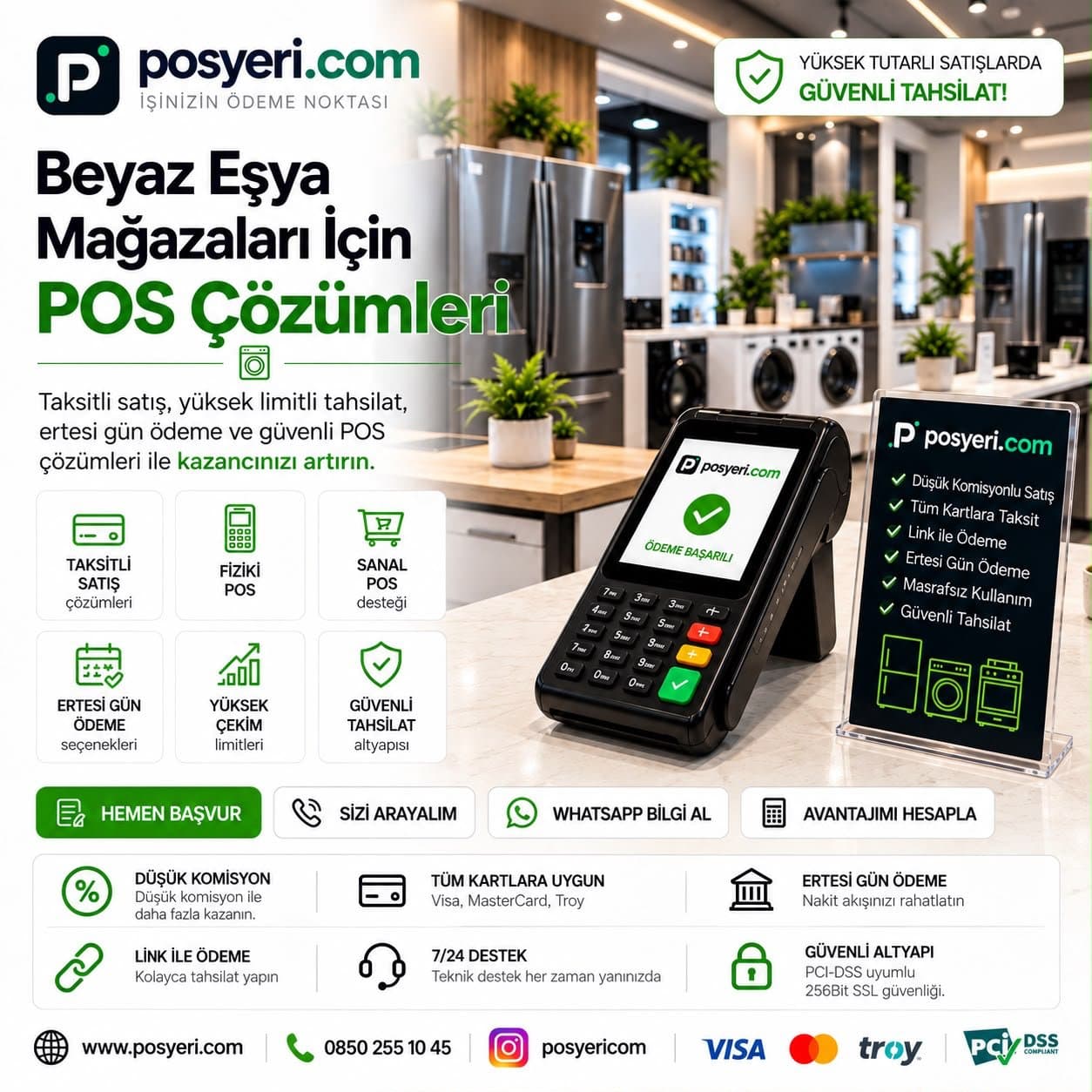 Beyaz eşya mağazaları için Posyeri.com POS çözümleri tanıtım görseli