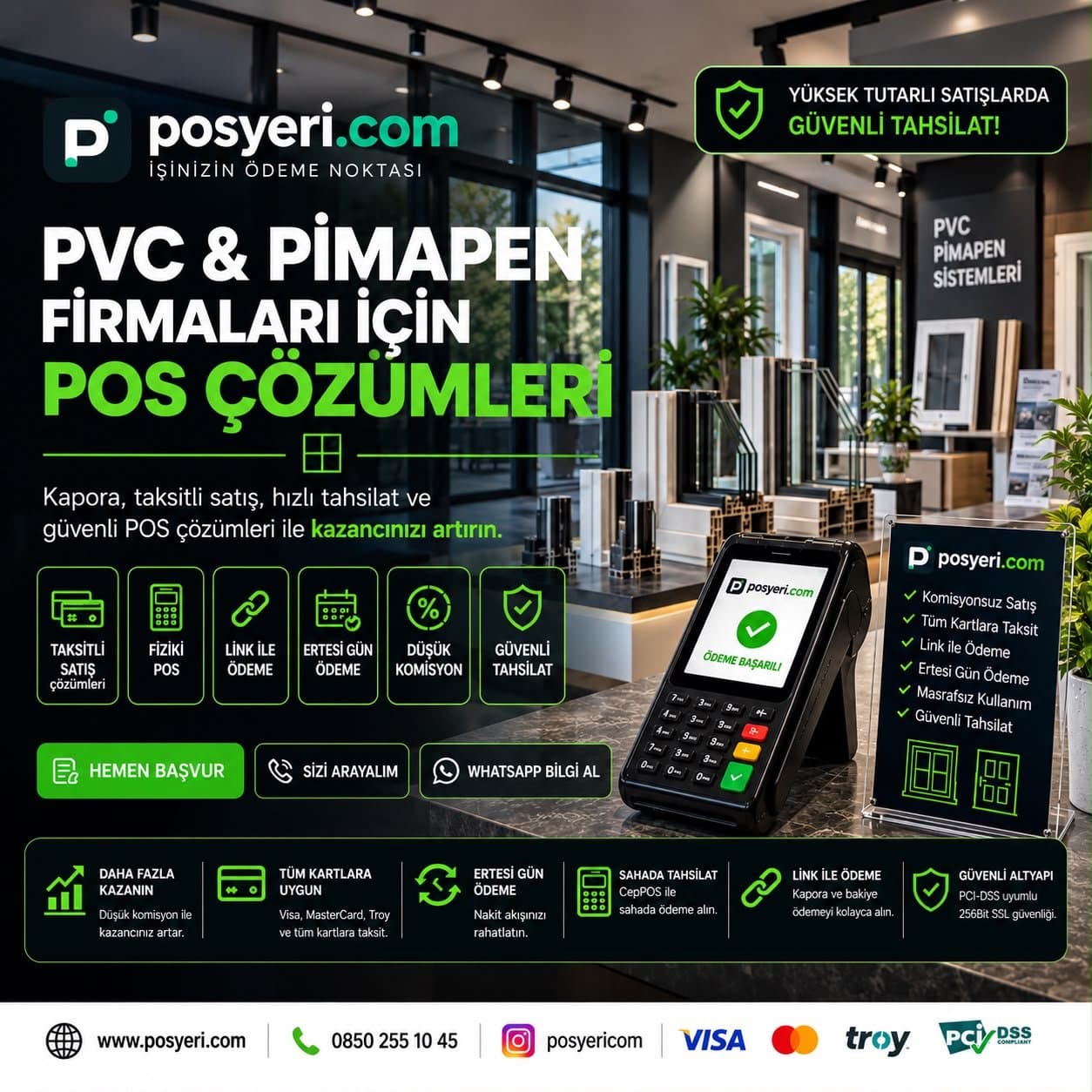 PVC ve pimapen firmaları için Posyeri.com POS çözümleri tanıtım görseli