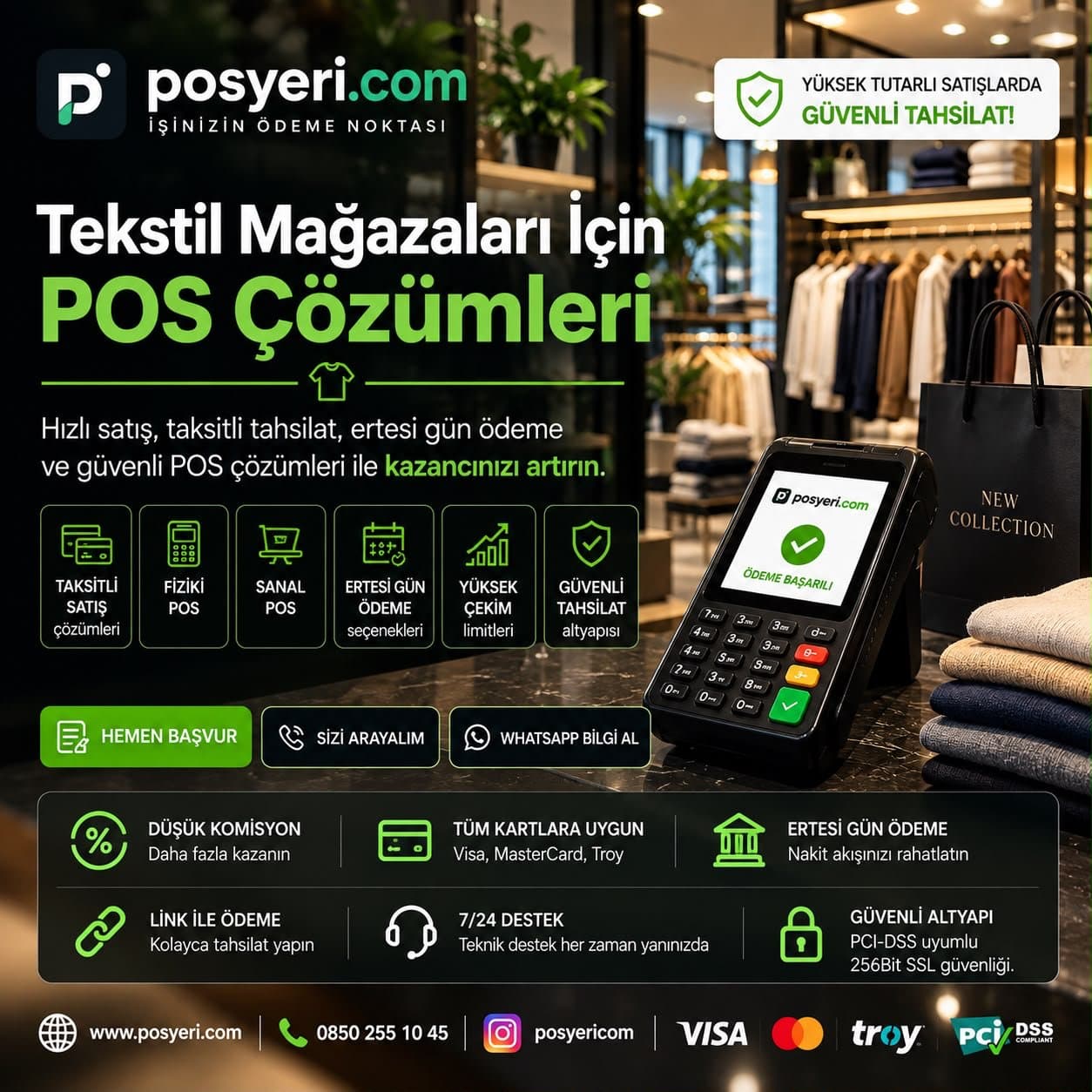 Tekstil mağazaları için Posyeri.com POS çözümleri tanıtım görseli